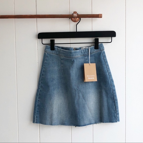 NWT Reformation Evie Denim Mini Skirt - Picture 2 of 5